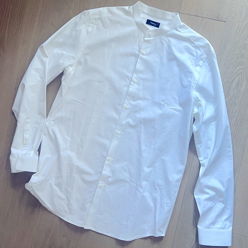 Theory white band collar dress shirt - Marion formal poplin // 16.5R